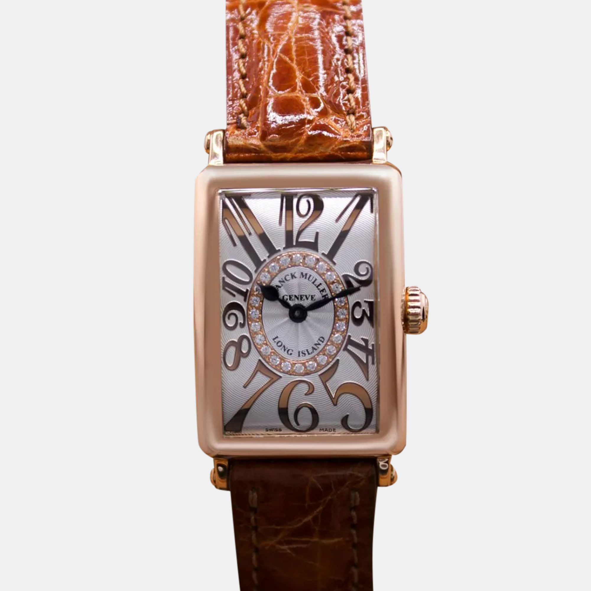 Franck Muller Silver 18k Rose Gold Long Island Quartz Women's Wristwatch 23 mm
Franck Muller Silver 18k Rose Gold Long Island Quartz Women's Wristwatch 23 mm