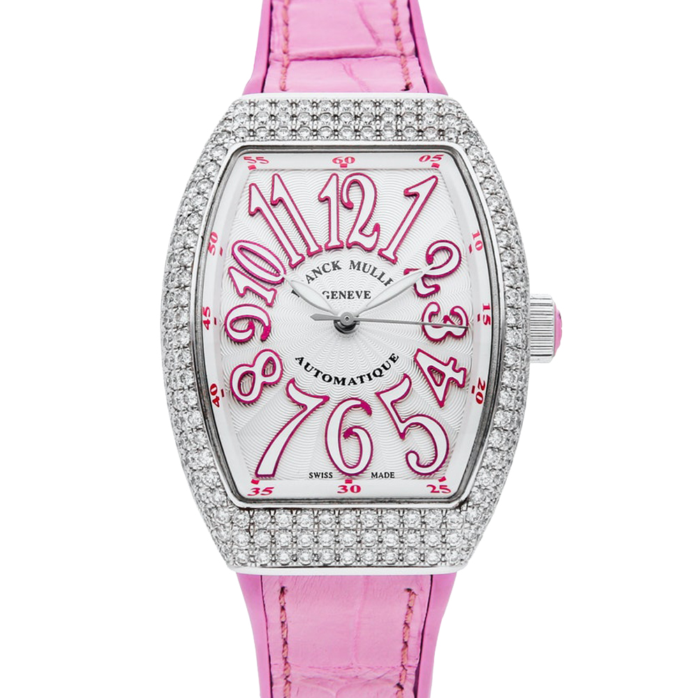 Franck Muller Silver Diamonds Stainless Steel Vanguard 32VSCATACFODRS Women's Wristwatch 32 x 42 MM