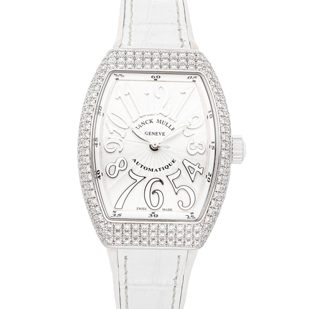 Franck Muller Silver Diamonds Stainless Steel Vanguard 32 V SC AT AC FO D BC Women's Wristwatch 32 x 42 MM