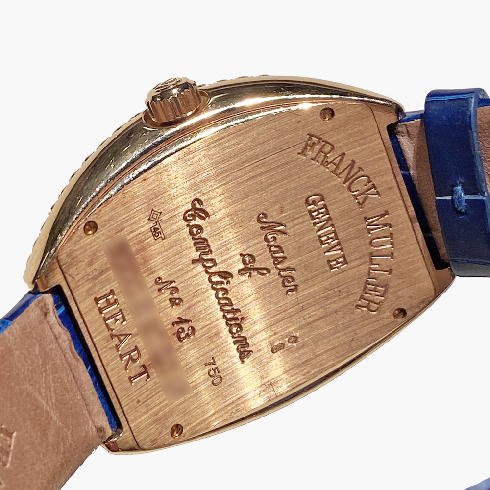 Franck Muller Silver 18K Rose Gold Leather Diamond Pave Heart 5000 H SC D3 1P Women's Wristwatch 39mm