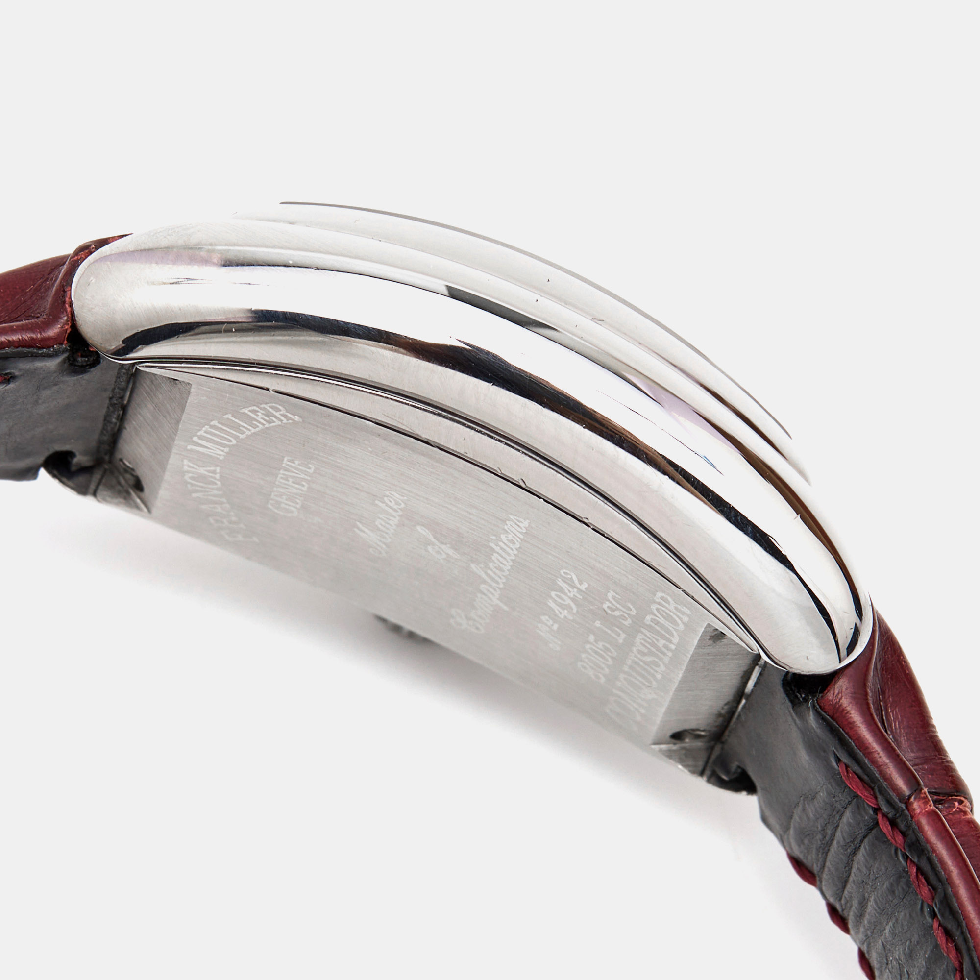 Franck Muller Silver Stainless Steel Alligator Conquistador 8005LSC Women's Wristwatch 28 Mm