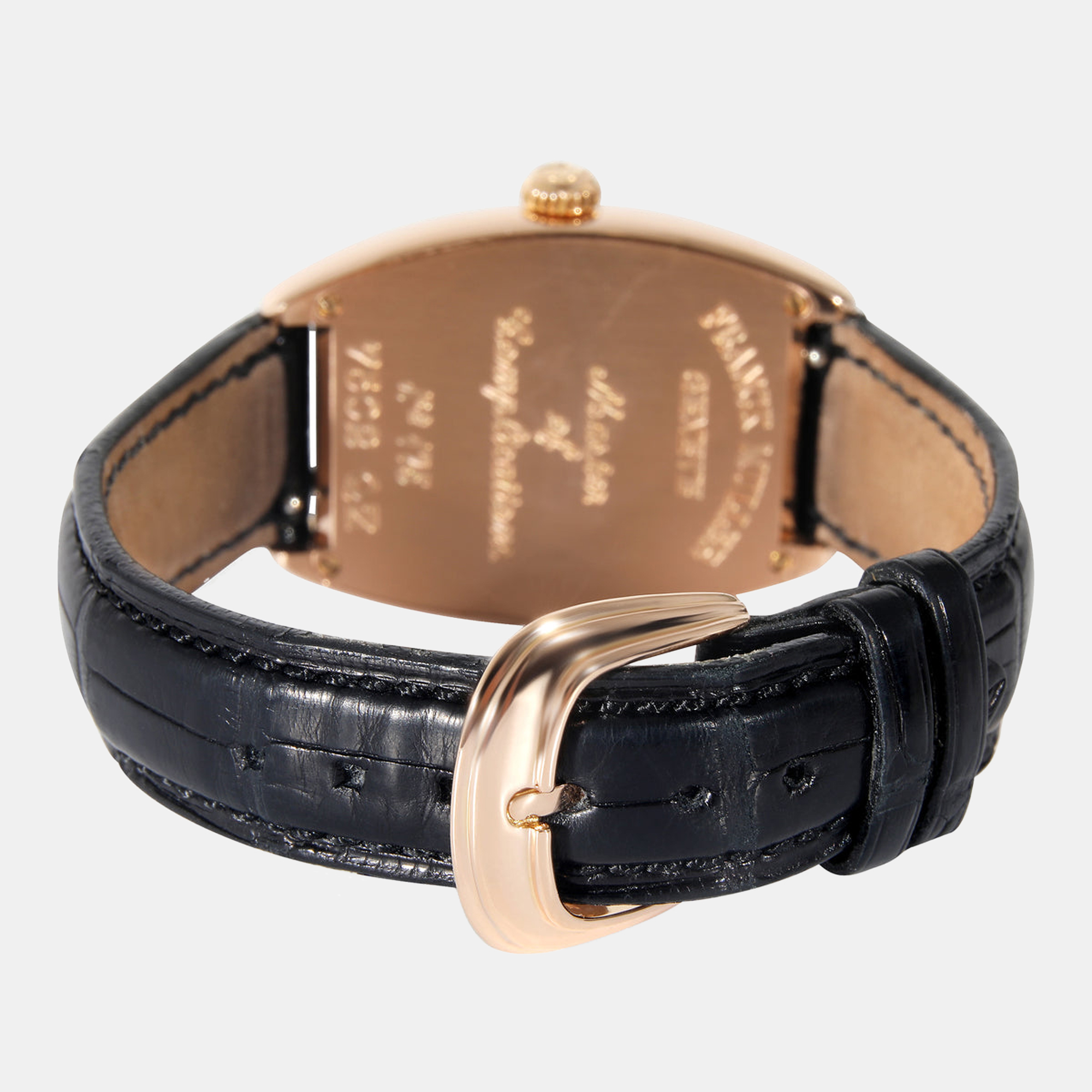 Franck Muller Black 18K Rose Gold Cintree Curvex 7502 QZ Women's Wristwatch 29 Mm