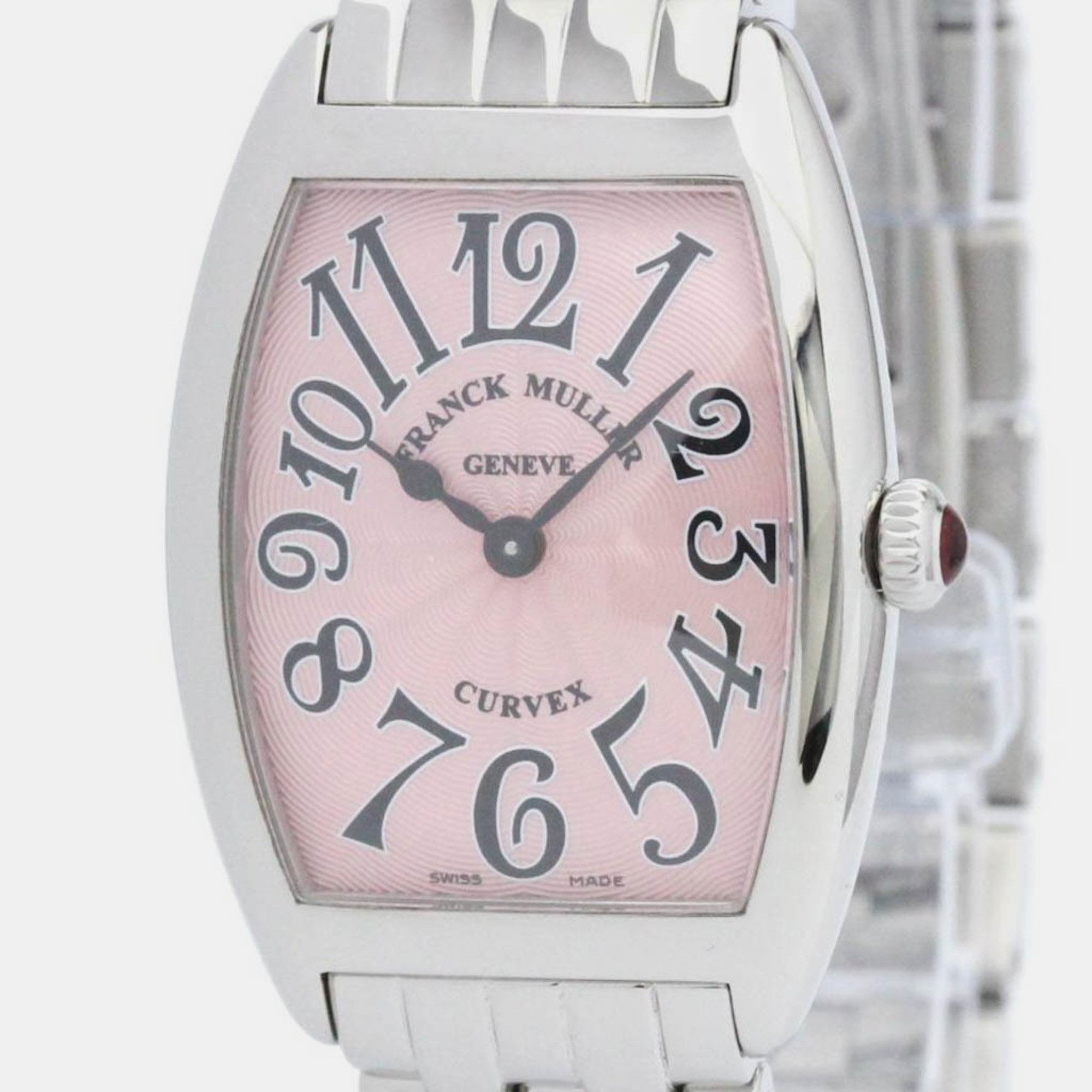 Franck Muller Pink Stainless Steel Cintree Curvex 1752QZ Quartz Women's Wristwatch 25 Mm