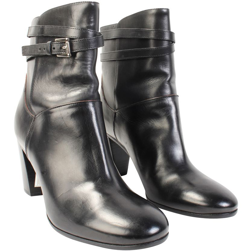

Fratelli Rossetti Black Leather Belted Ankle Boots Size