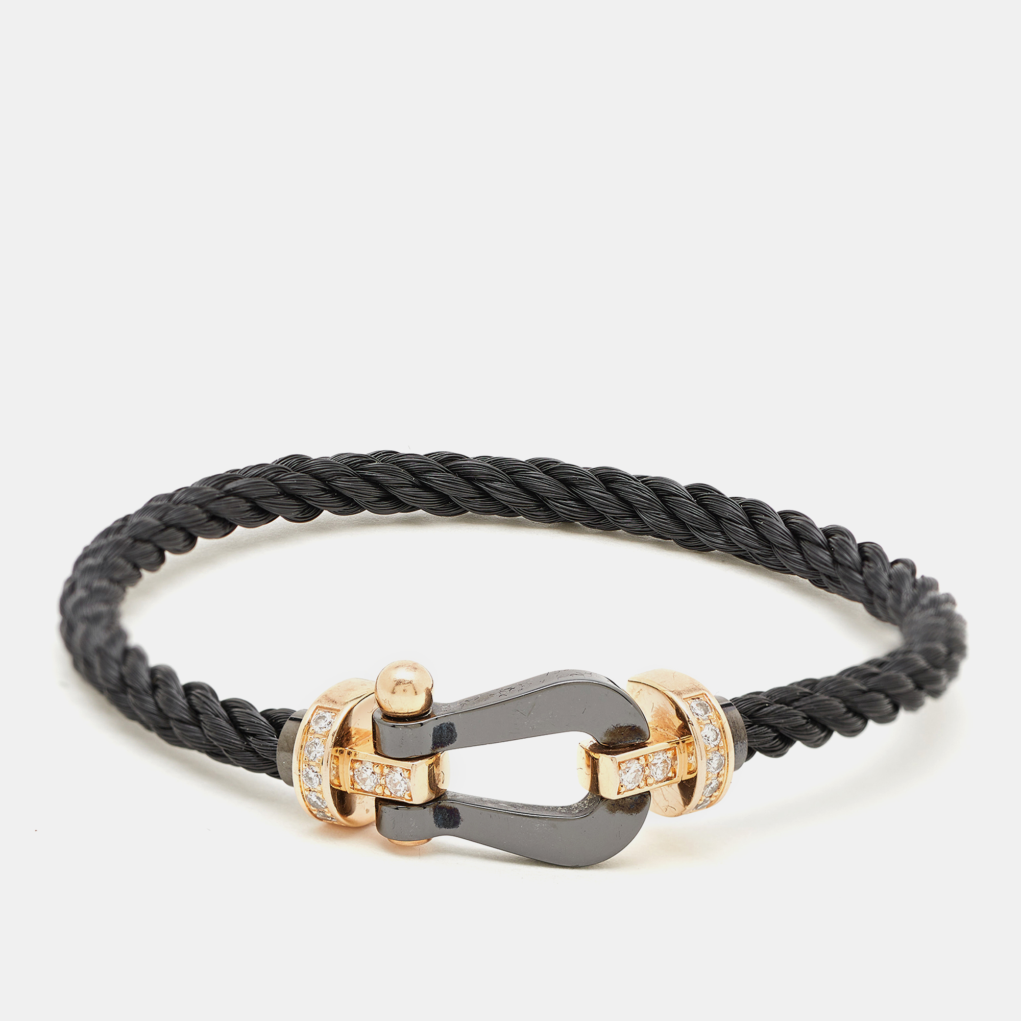 Fred Force 10 Diamond Ceramic 18k Rose Gold Black Cable Large Model Bracelet 16
Fred Force 10 Diamond Ceramic 18k Rose Gold Black Cable Large Model Bracelet 16