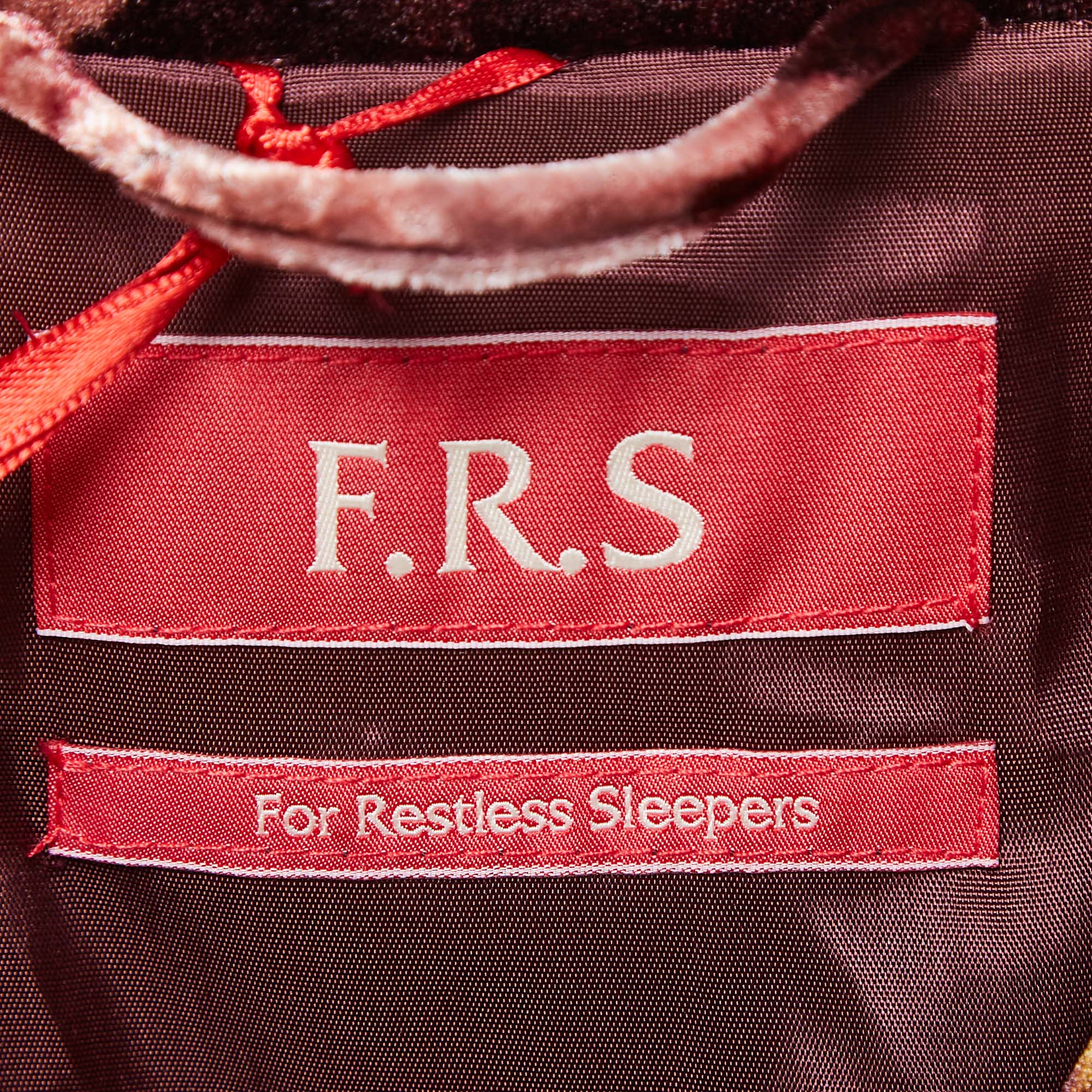 F.R.S For Restless Sleepers Burgundy Floral Print Velvet Robe Dress M