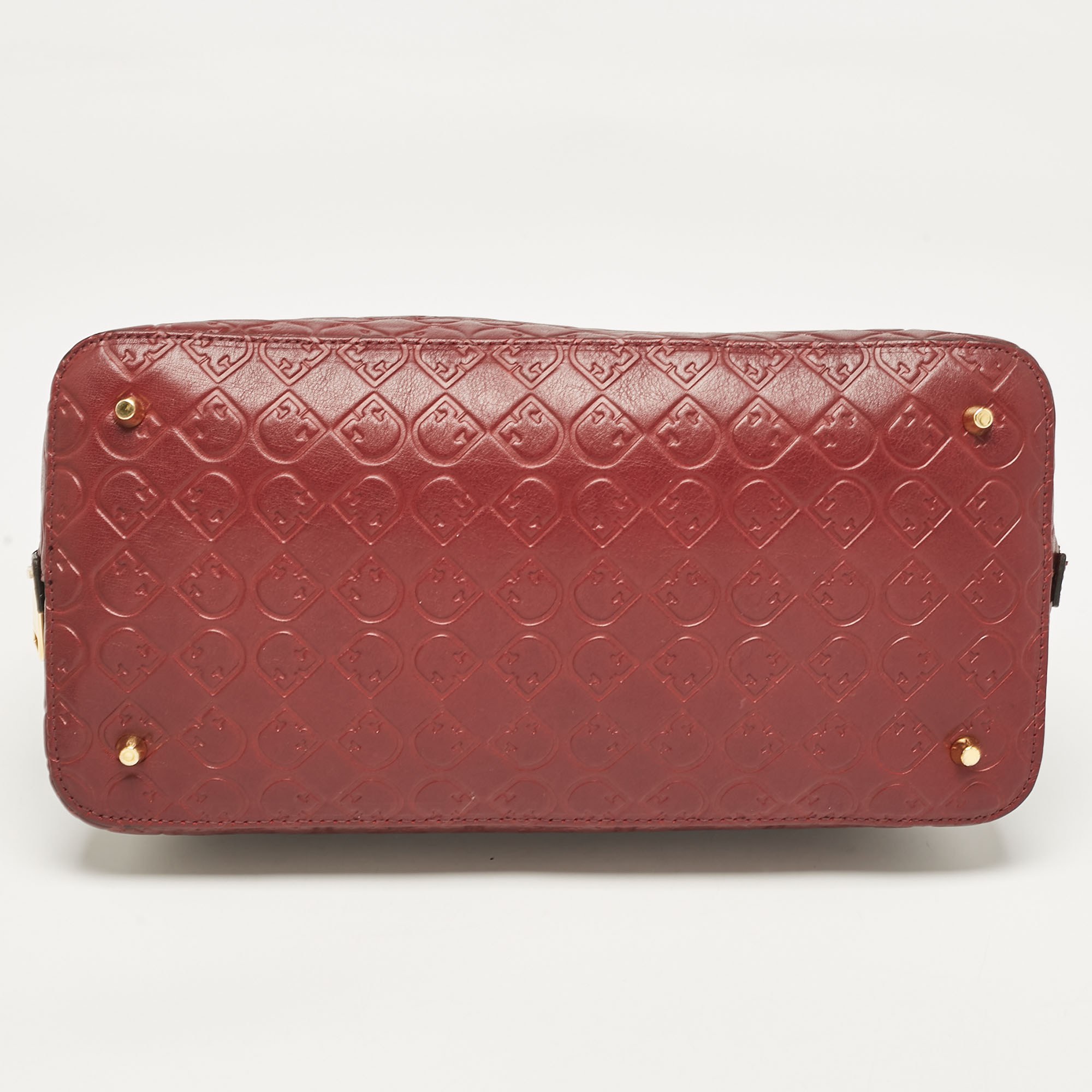 Furla Red Embossed Leather Fantastica Dome Satchel