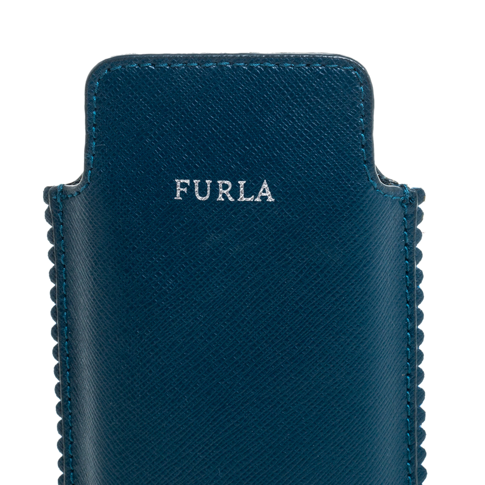 Furla Teal Leather Phone Case