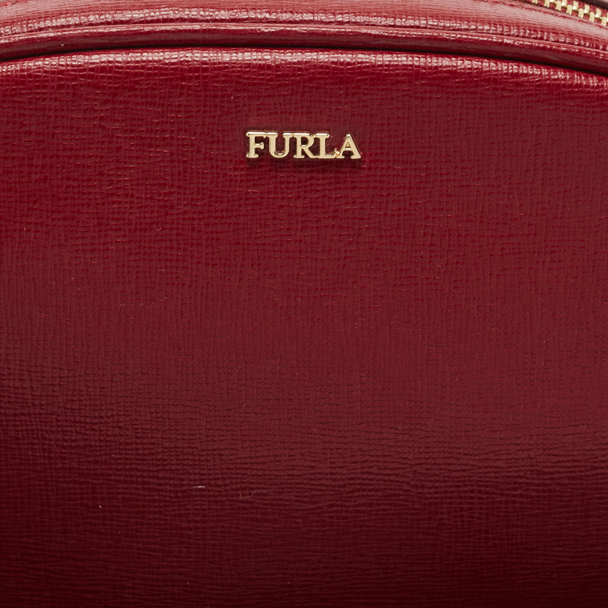 Furla Red Leather Electra L Cosmetic Pouch