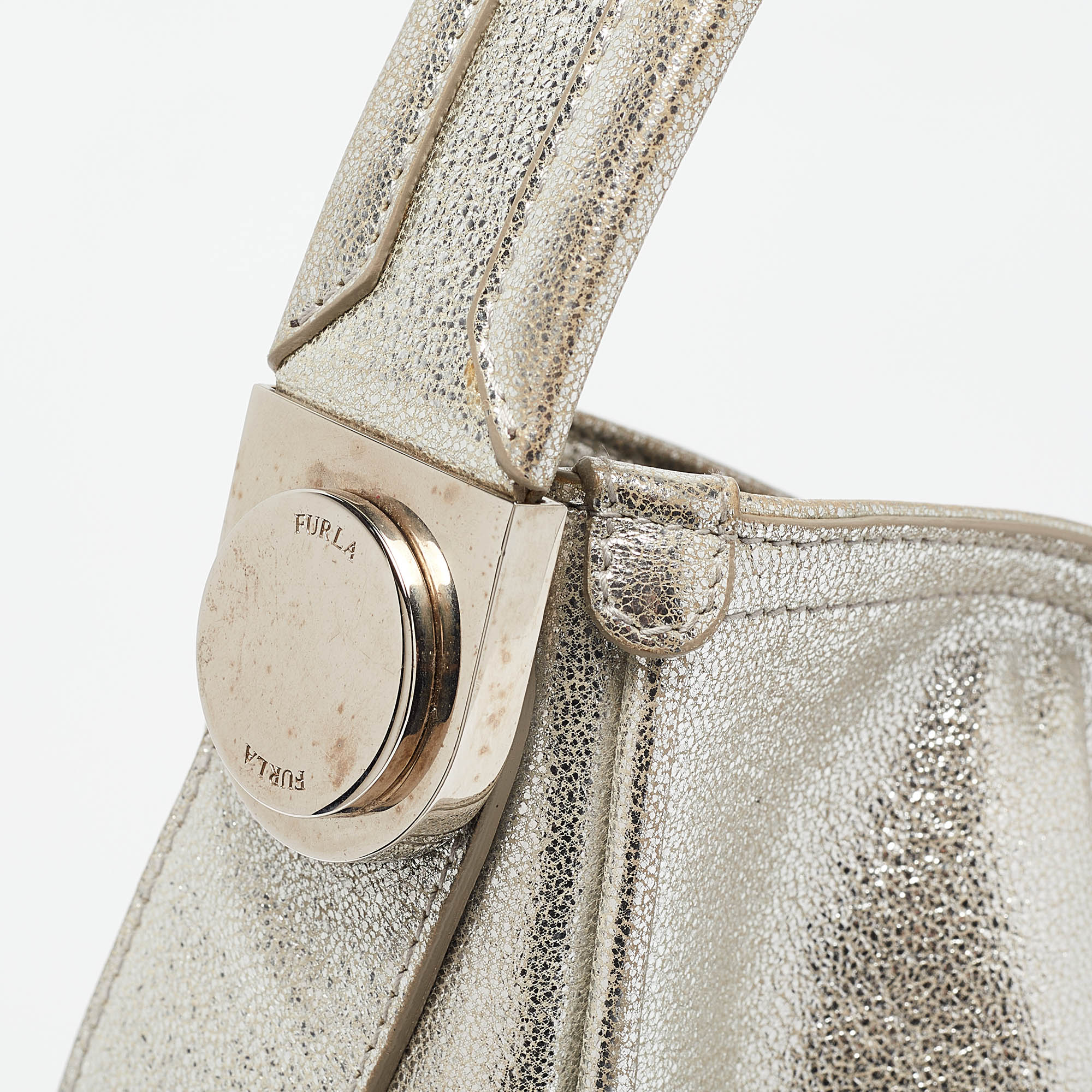 Furla Silver Leather Hobo