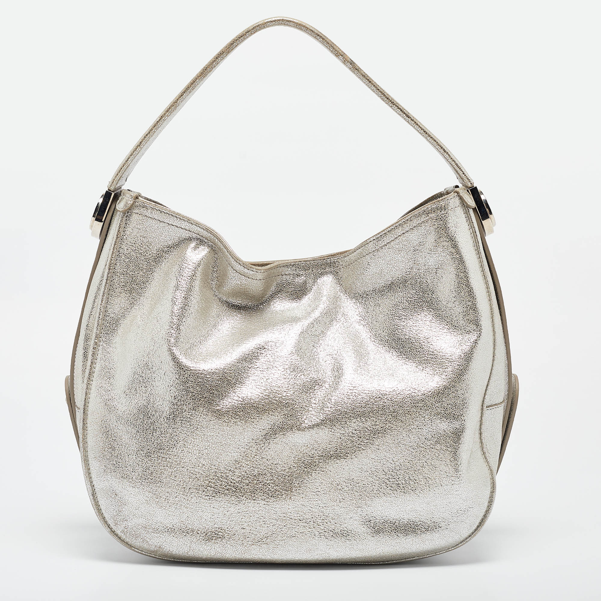 Furla Silver Leather Hobo