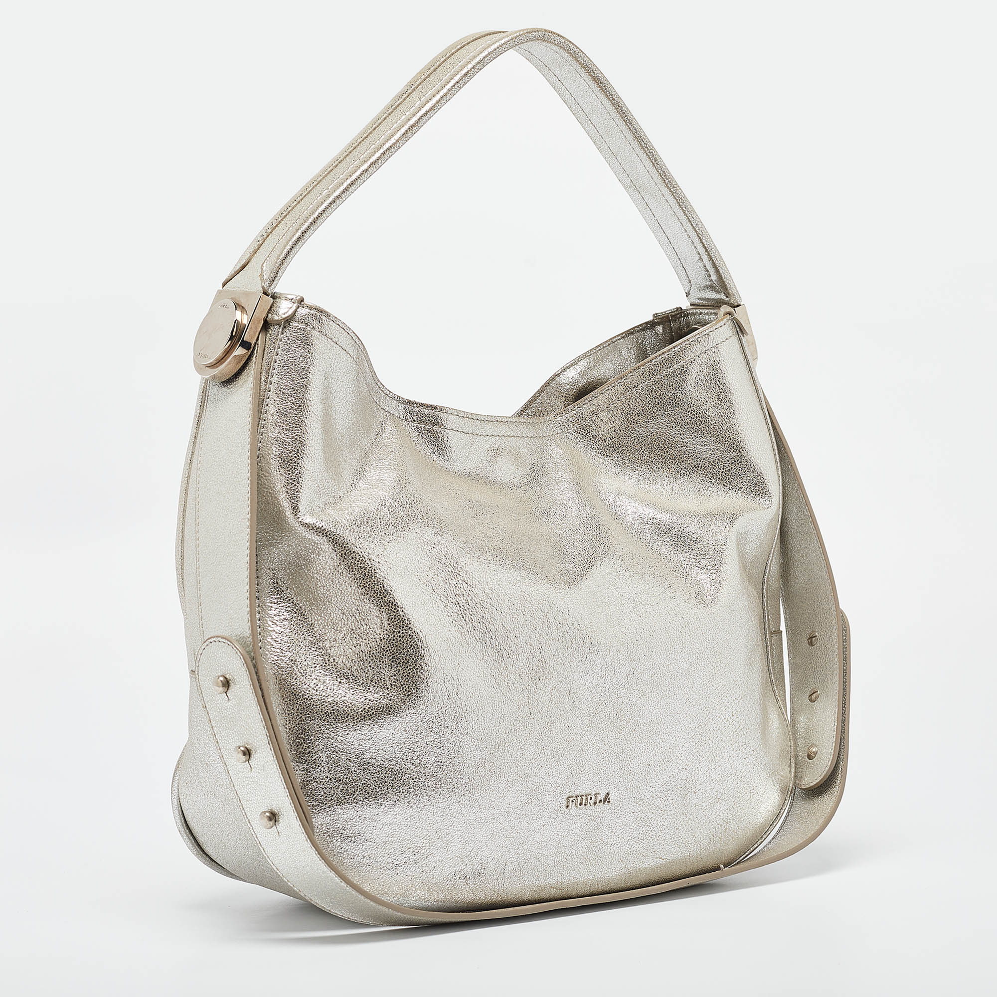 Furla Silver Leather Hobo