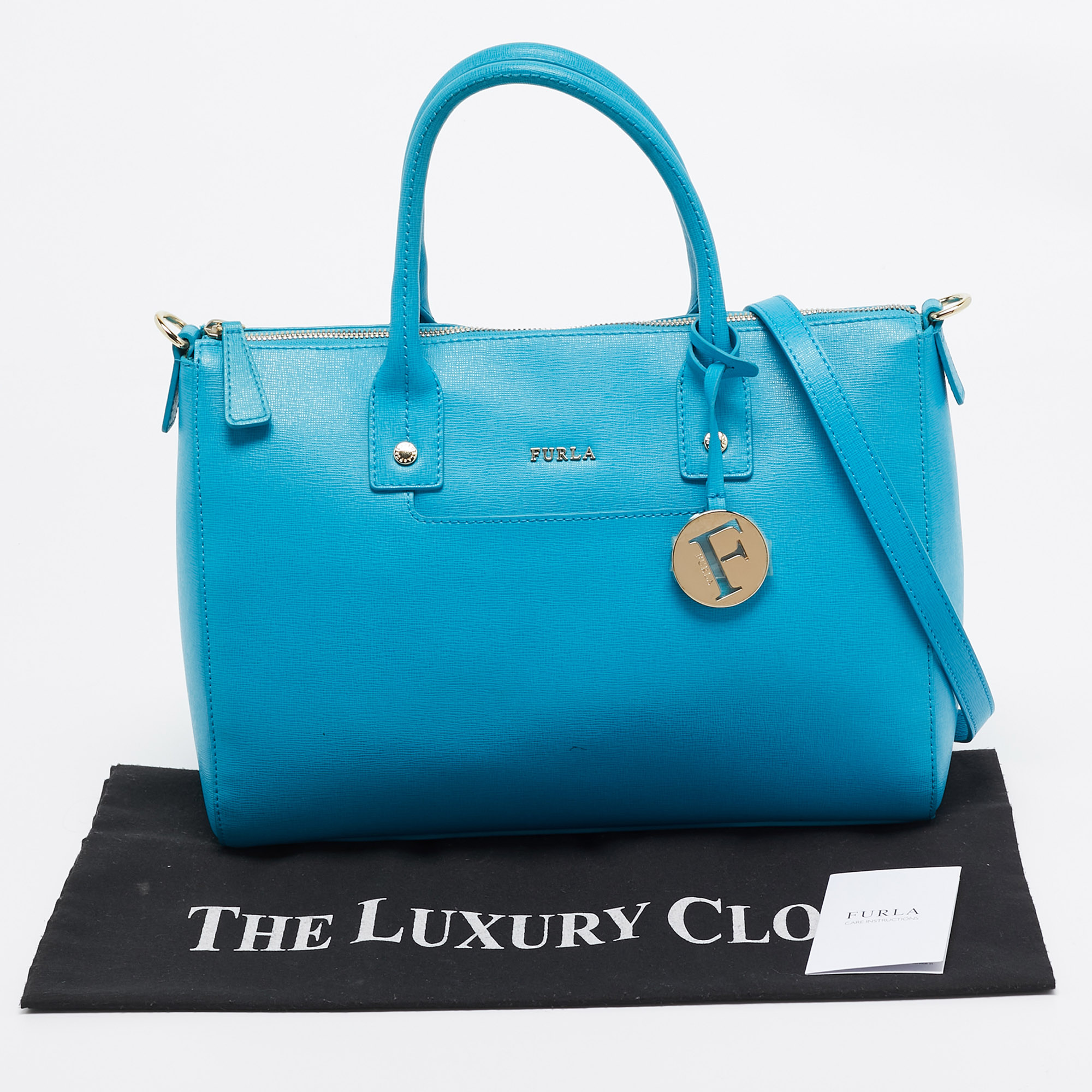 Furla Blue Leather Linda Satchel