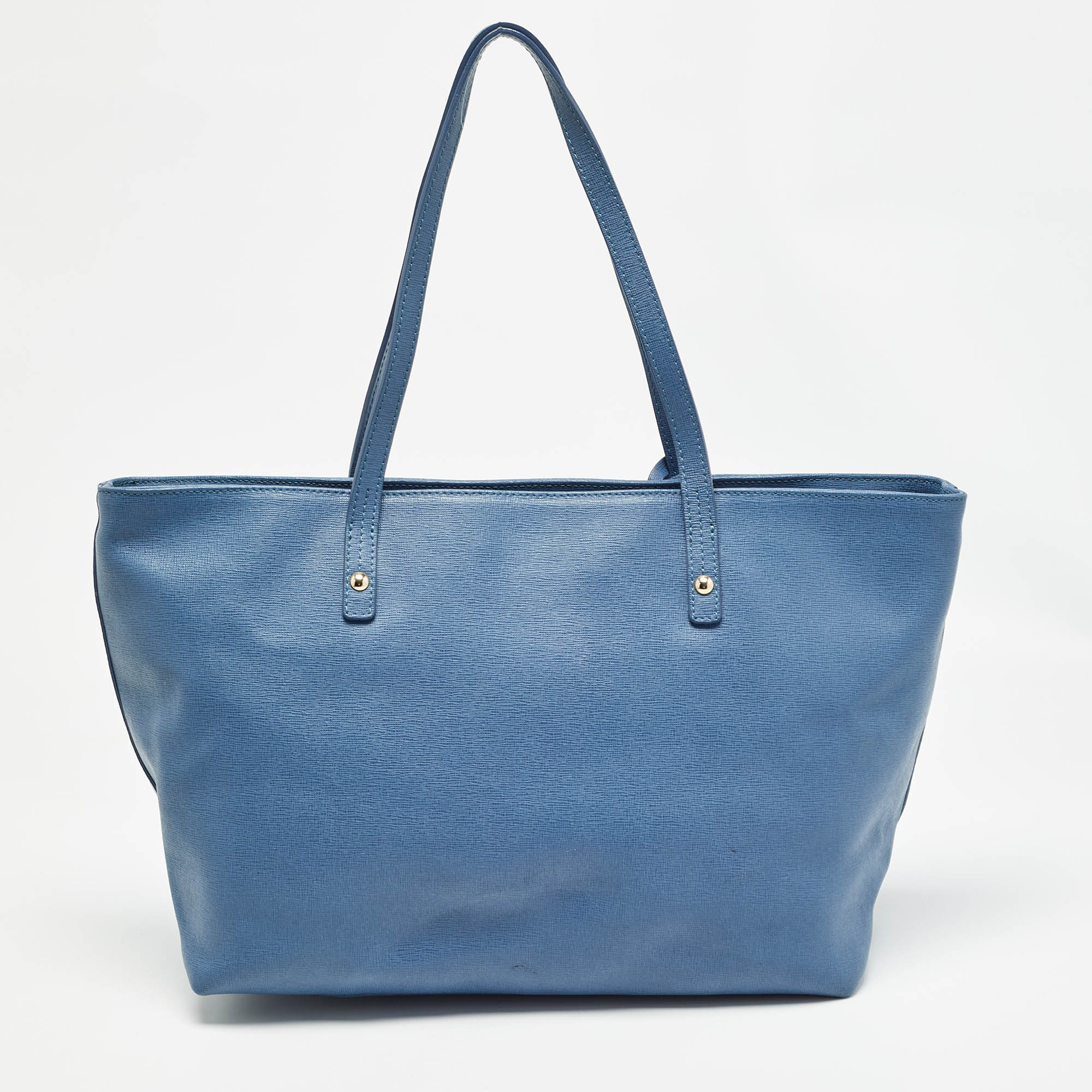 Furla Blue Leather Top Zip Tote