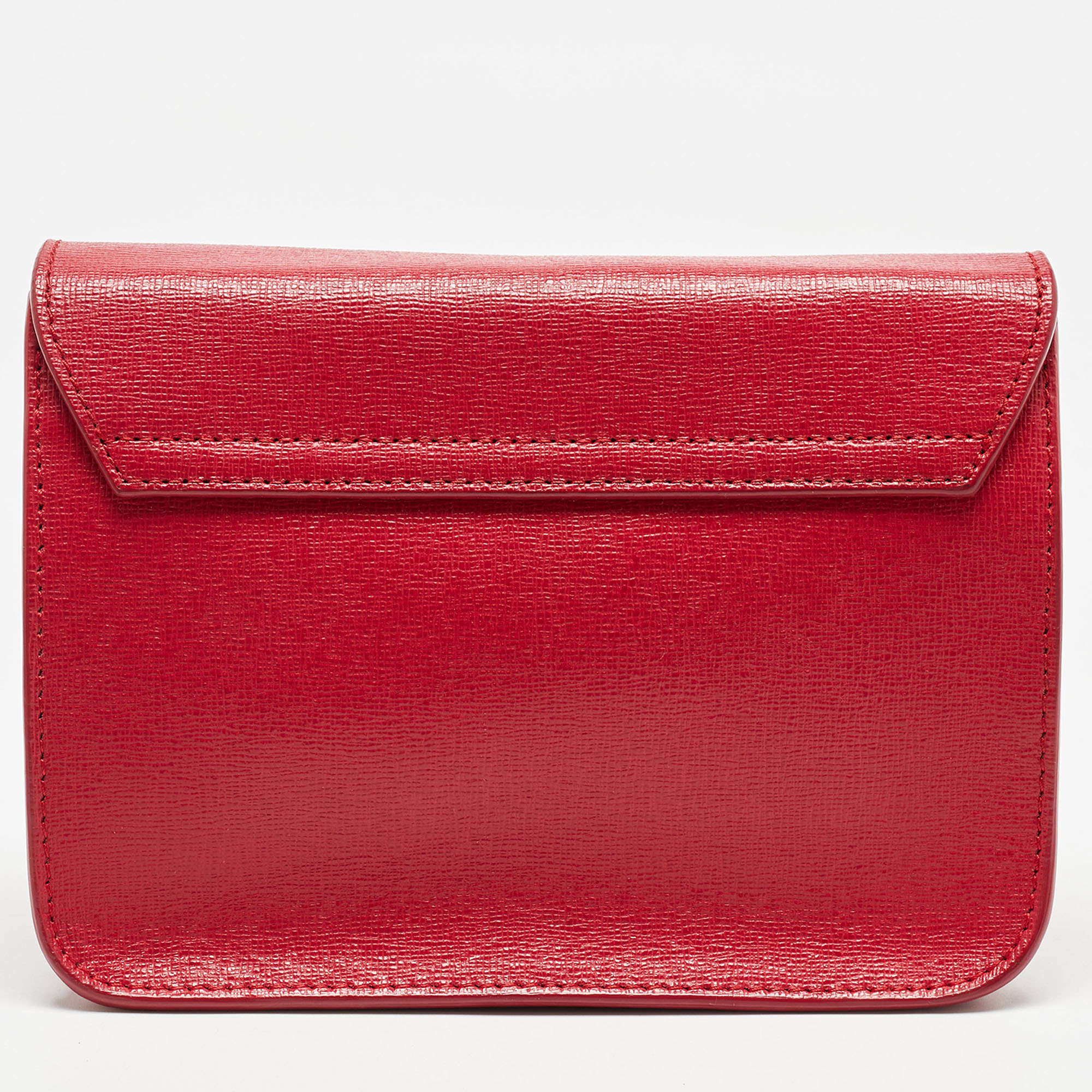 Furla Red Leather Mini Metropolis Chain Shoulder Bag