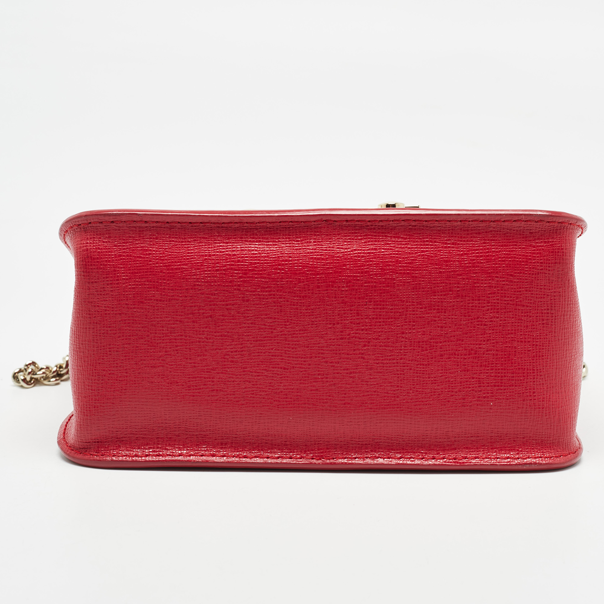 Furla Red Leather Mini Metropolis Chain Shoulder Bag