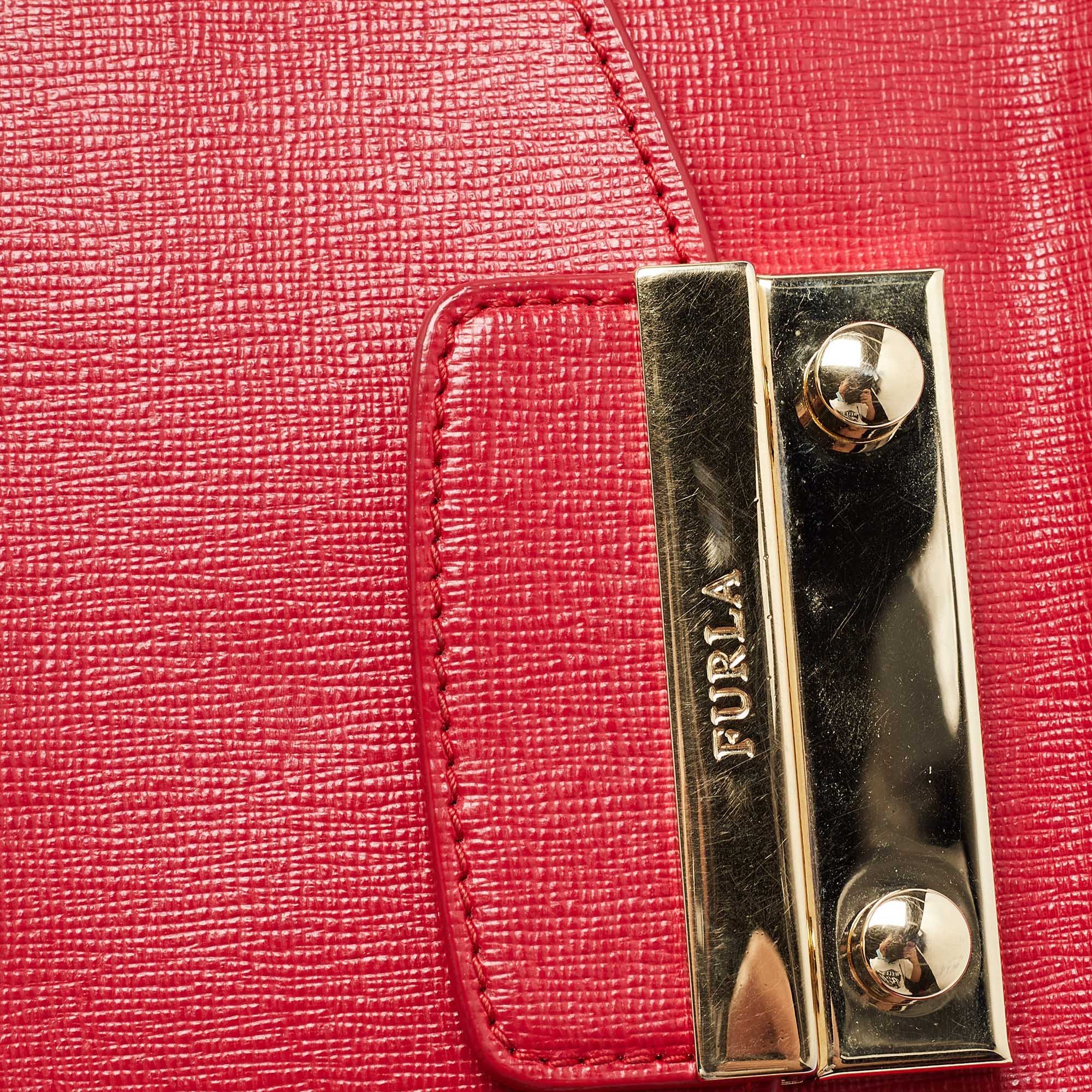 Furla Red Leather Mini Metropolis Chain Shoulder Bag