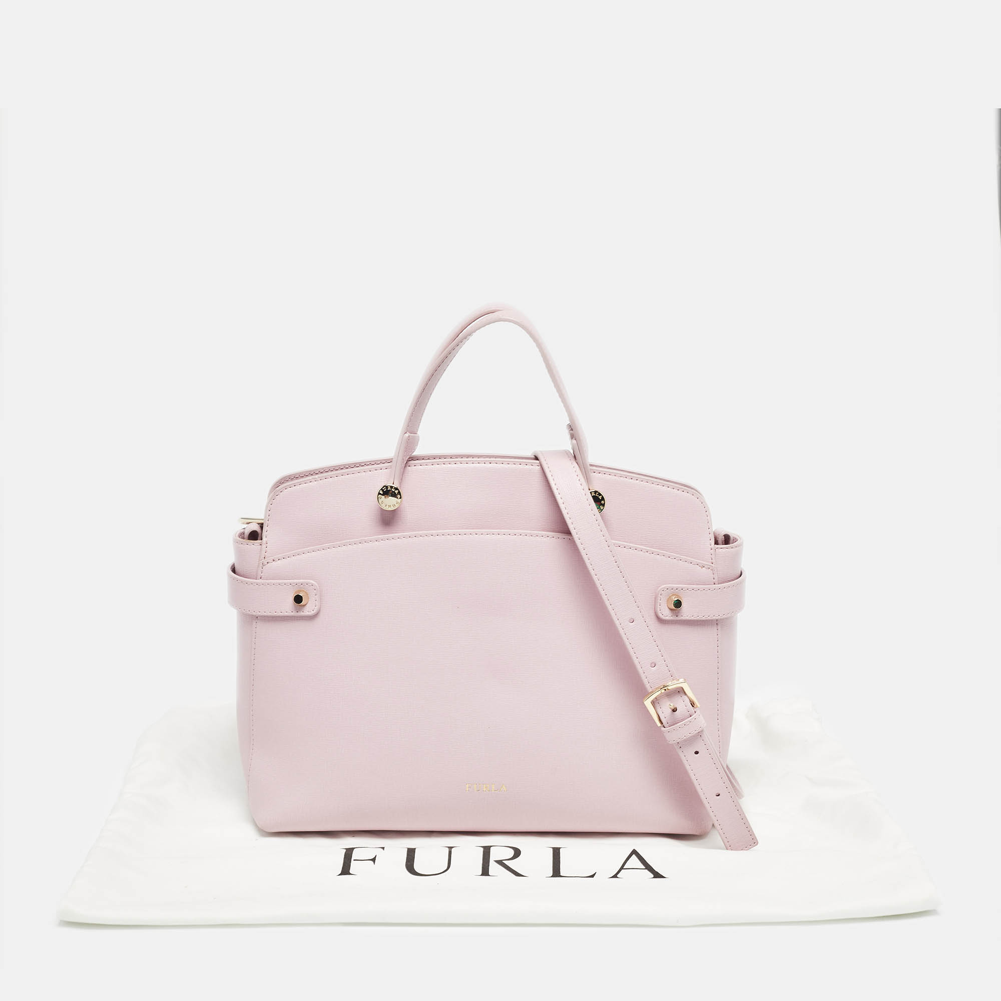 Furla Light Pink Leather Agata Satchel