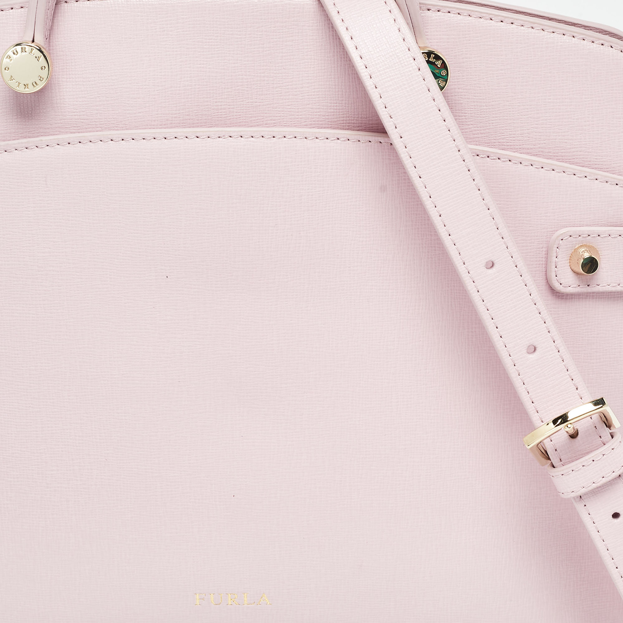 Furla Light Pink Leather Agata Satchel