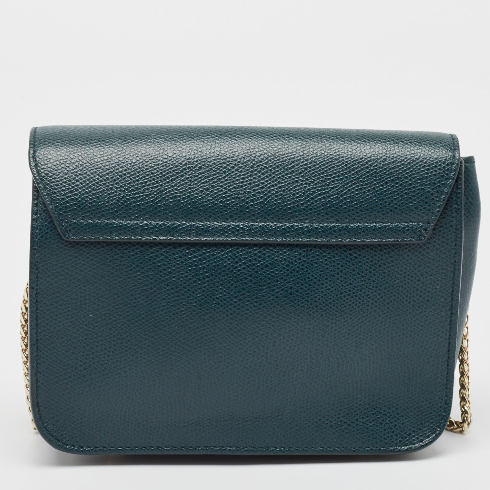 Furla Green Leather Mini Metropolis Chain Crossbody Bag