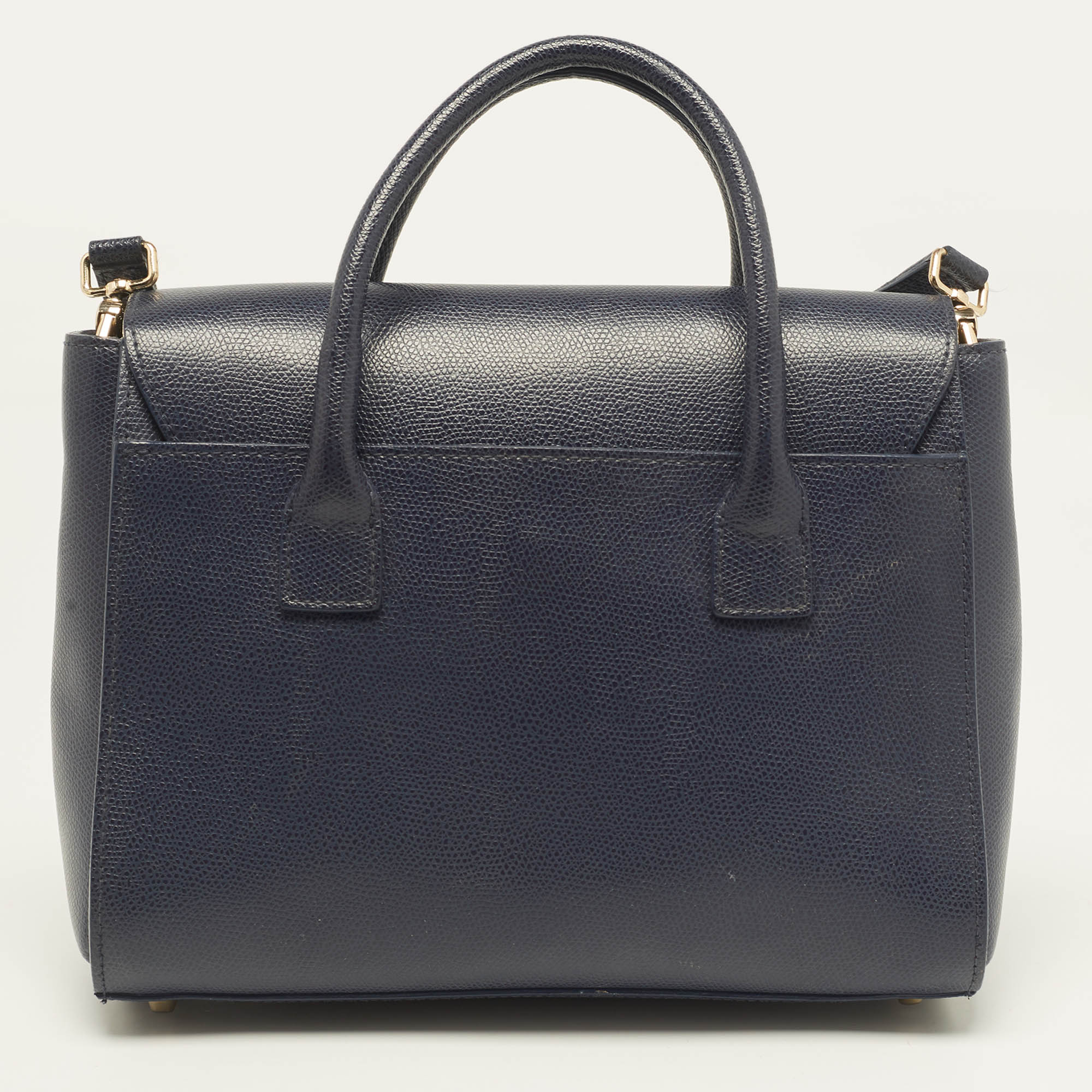 Furla Navy Blue Leather Small Metropolis Tote