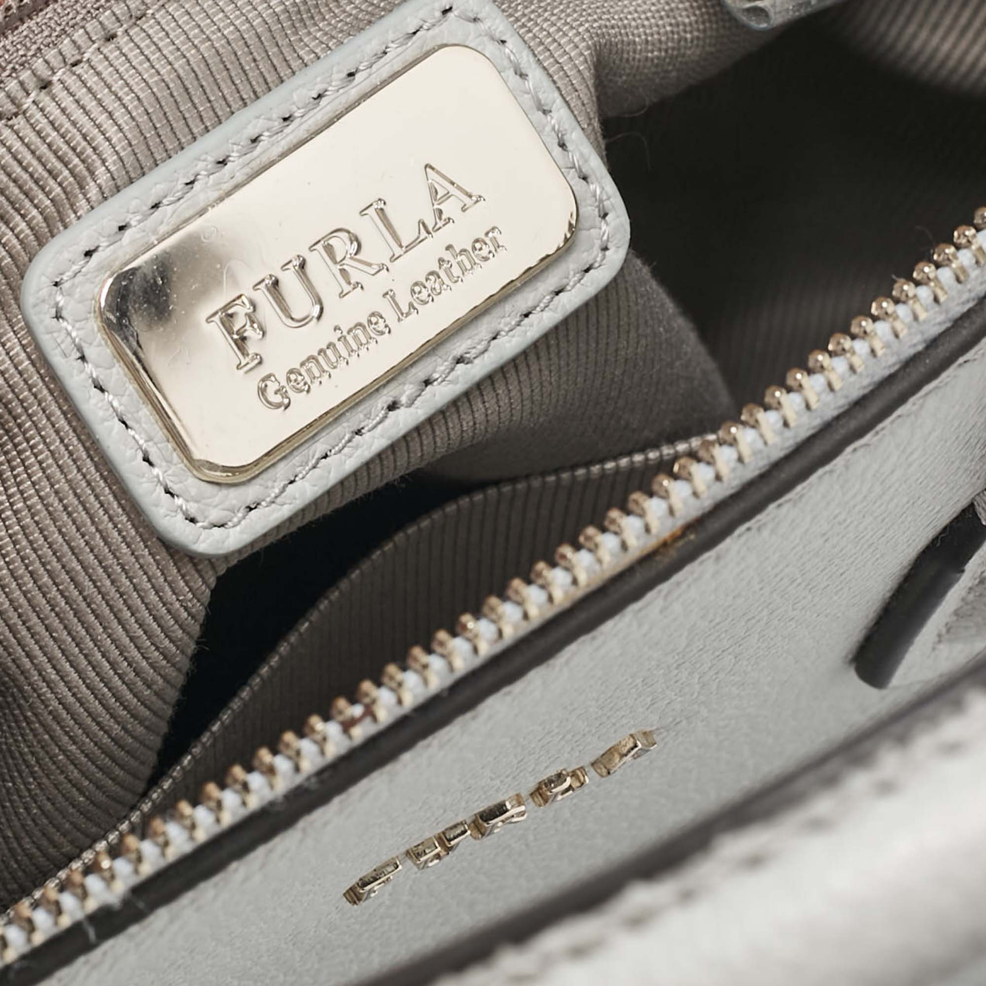 Furla Grey Leather Zip Tote