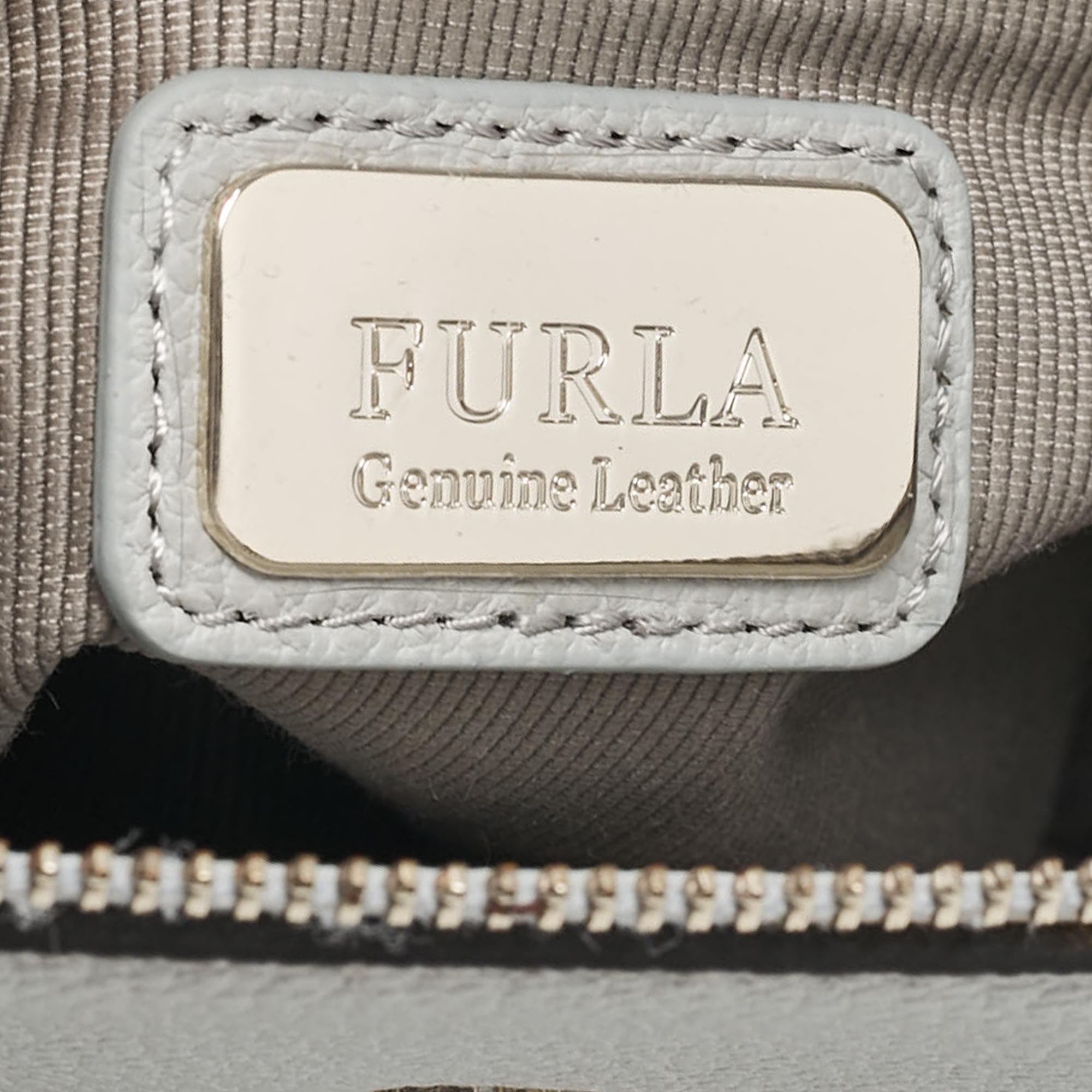 Furla Grey Leather Zip Tote