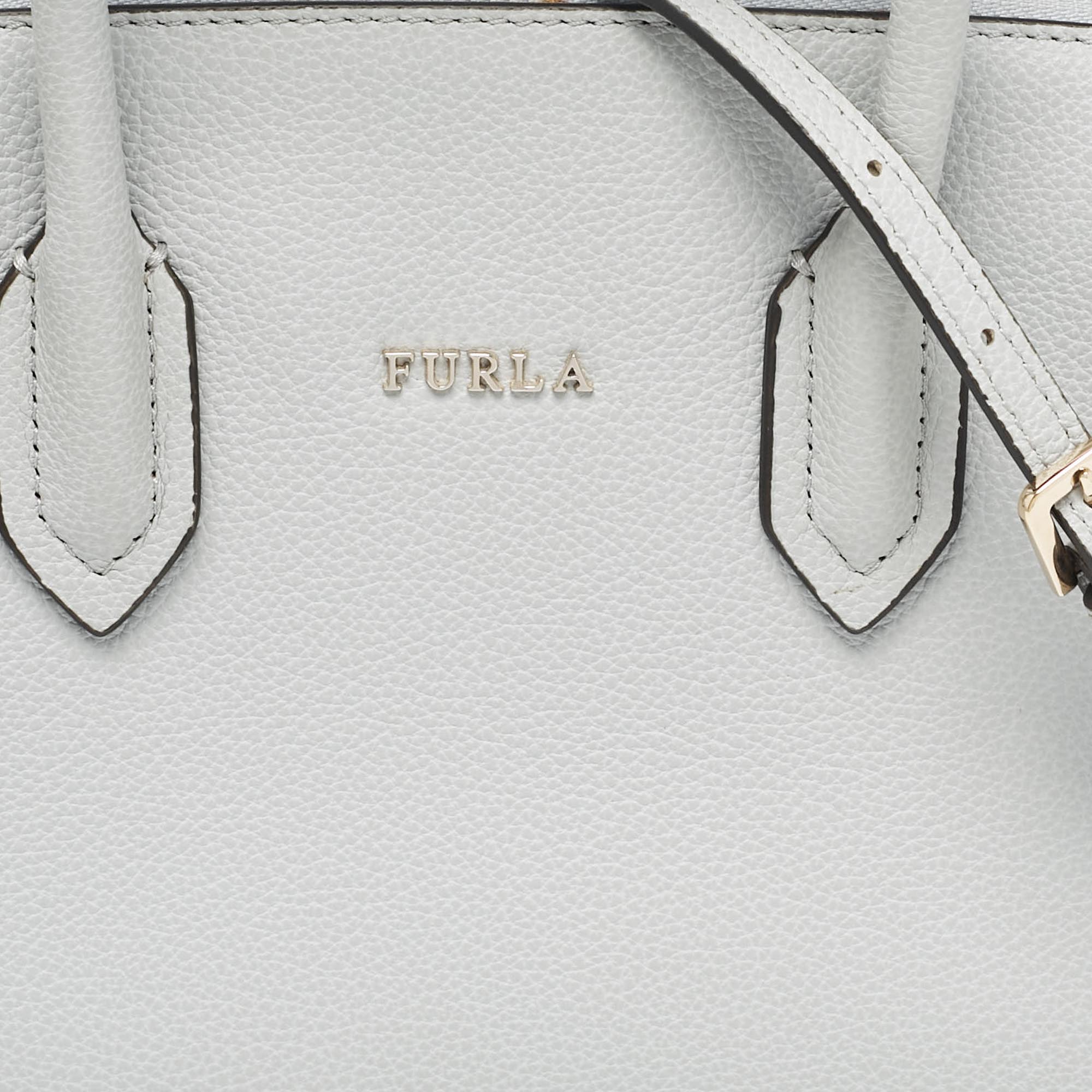 Furla Grey Leather Zip Tote