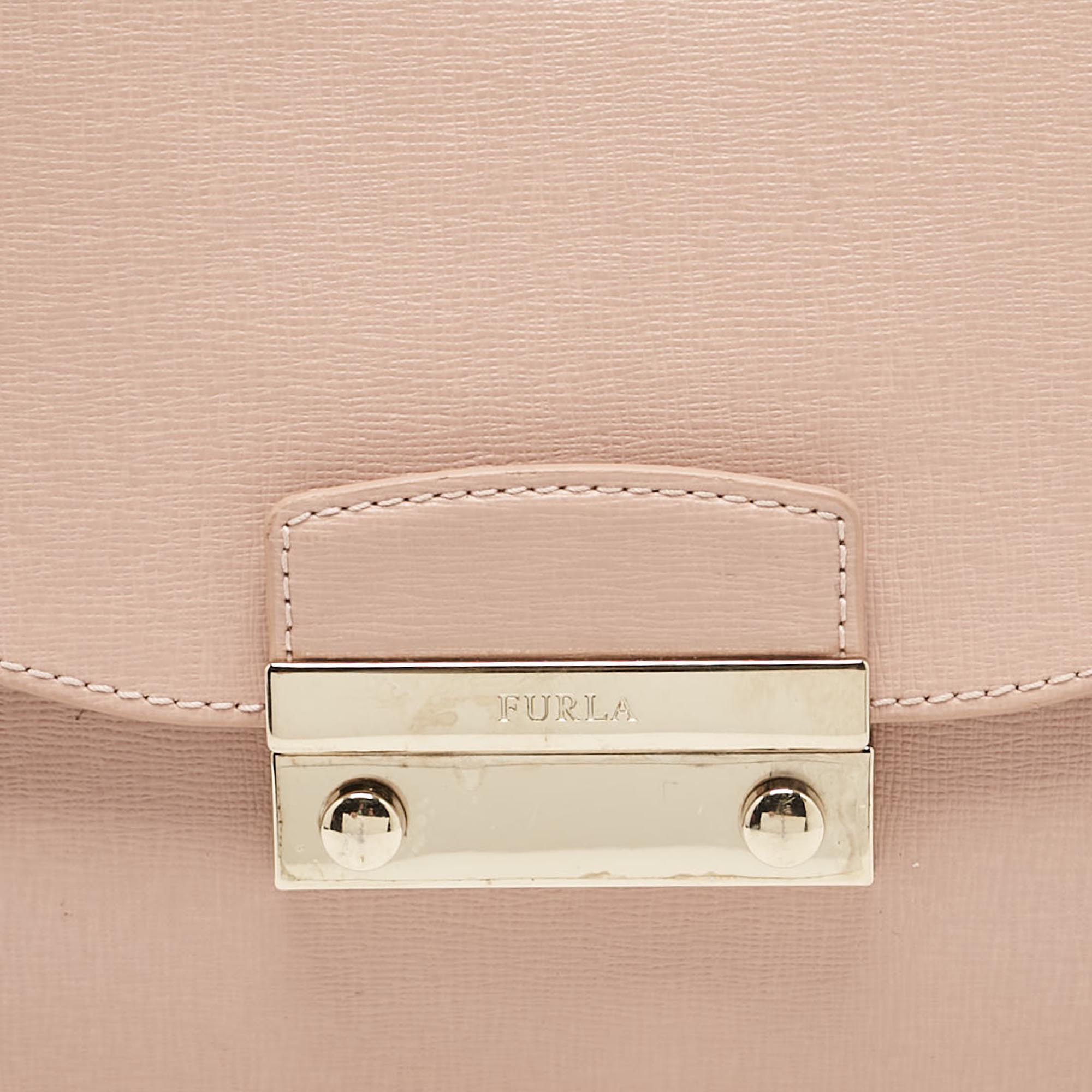 Furla Pink Leather Metropolis Top Handle Bag