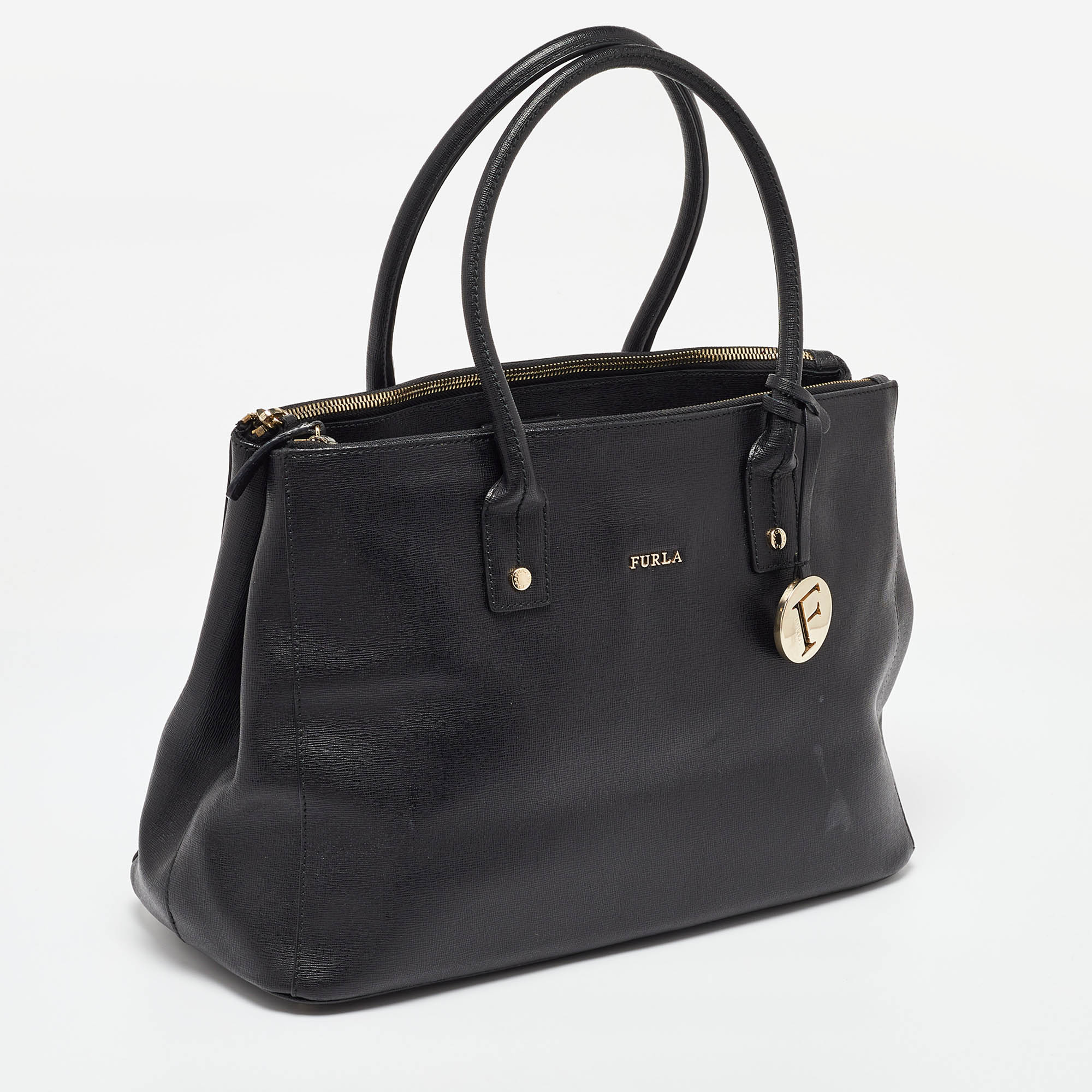 Furla Black Saffiano Leather Linda Tote