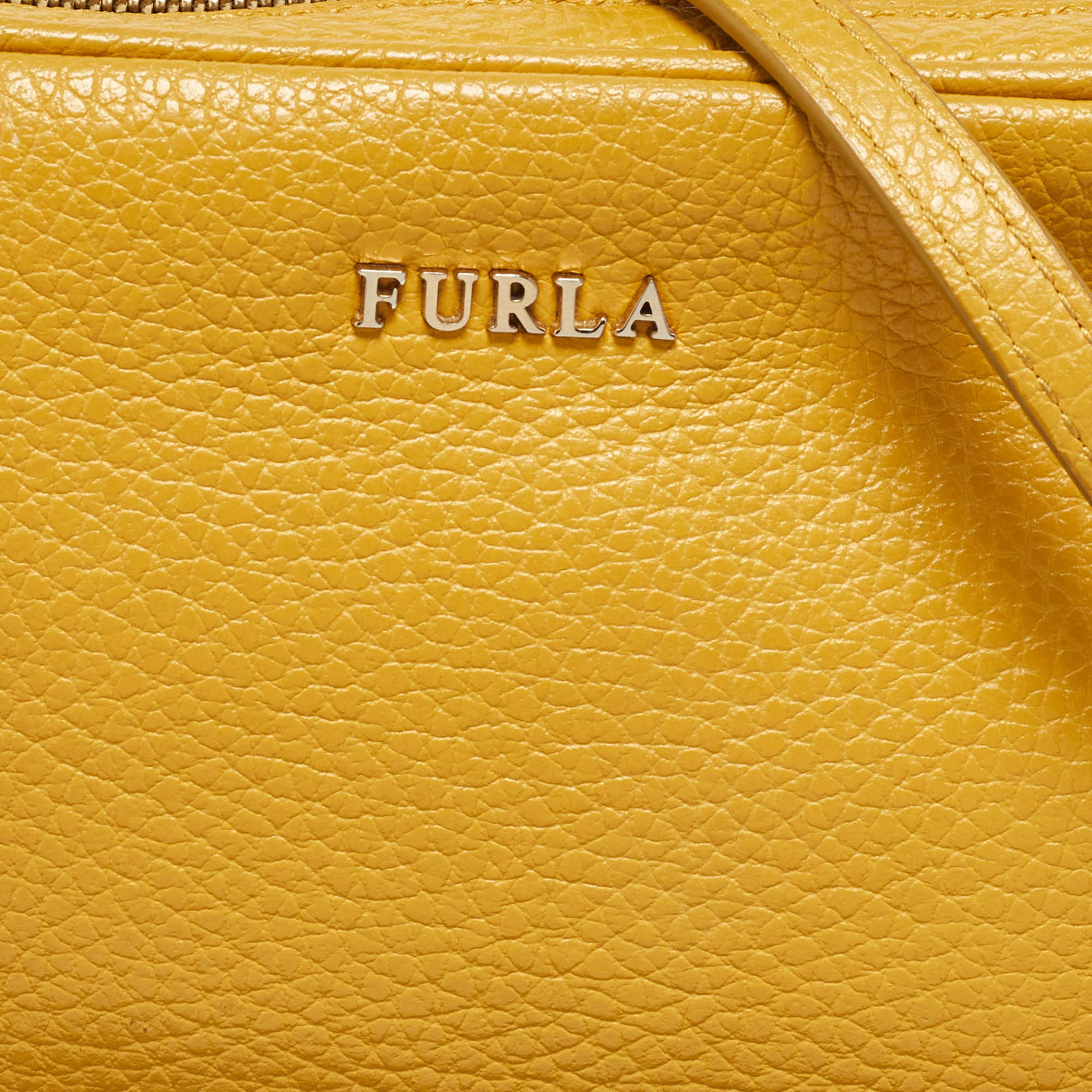 Furla Yellow Leather Lilli Camera Crossbody Bag