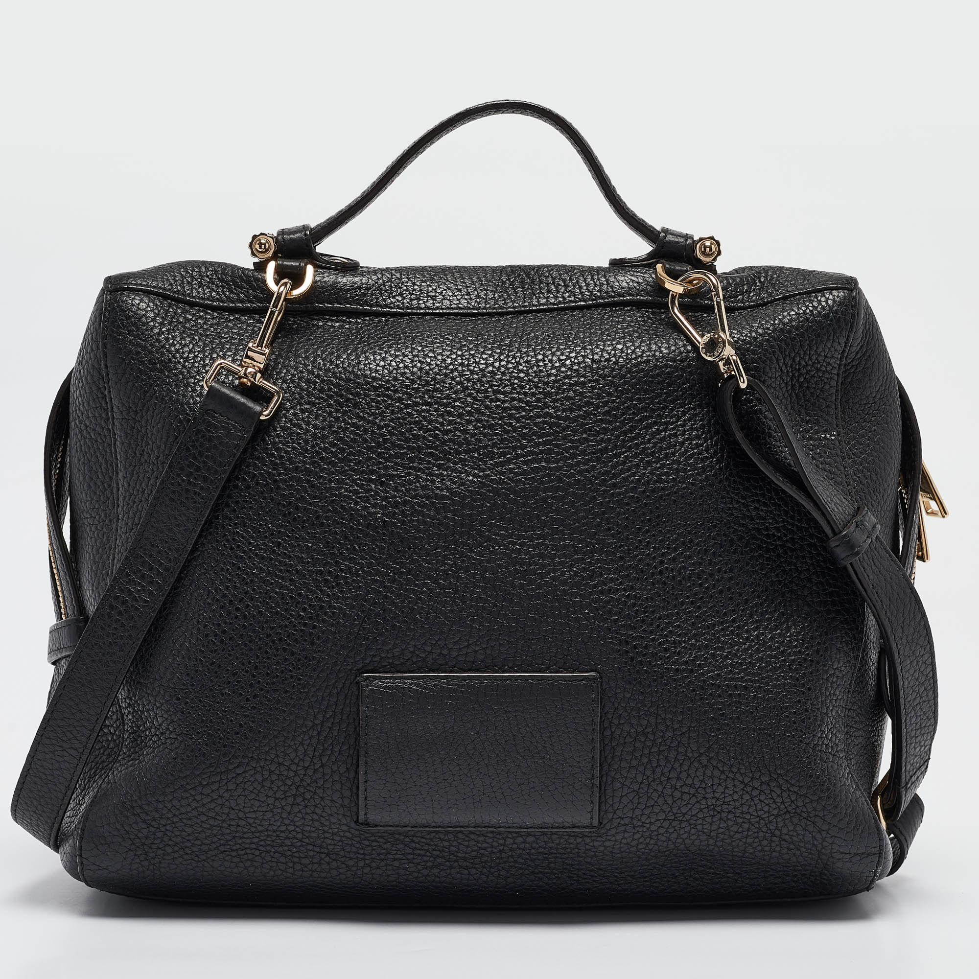 Furla Black Leather Top Zip Satchel