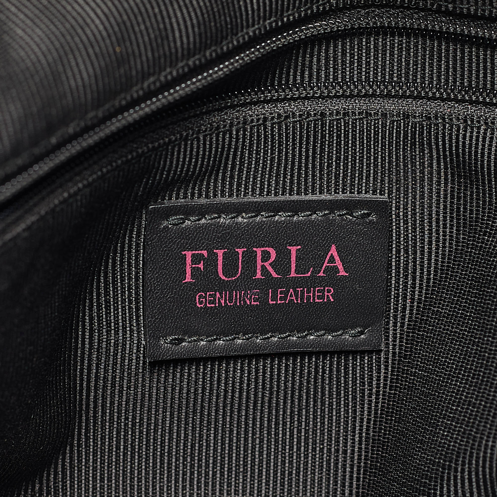 Furla Black Leather Top Zip Satchel