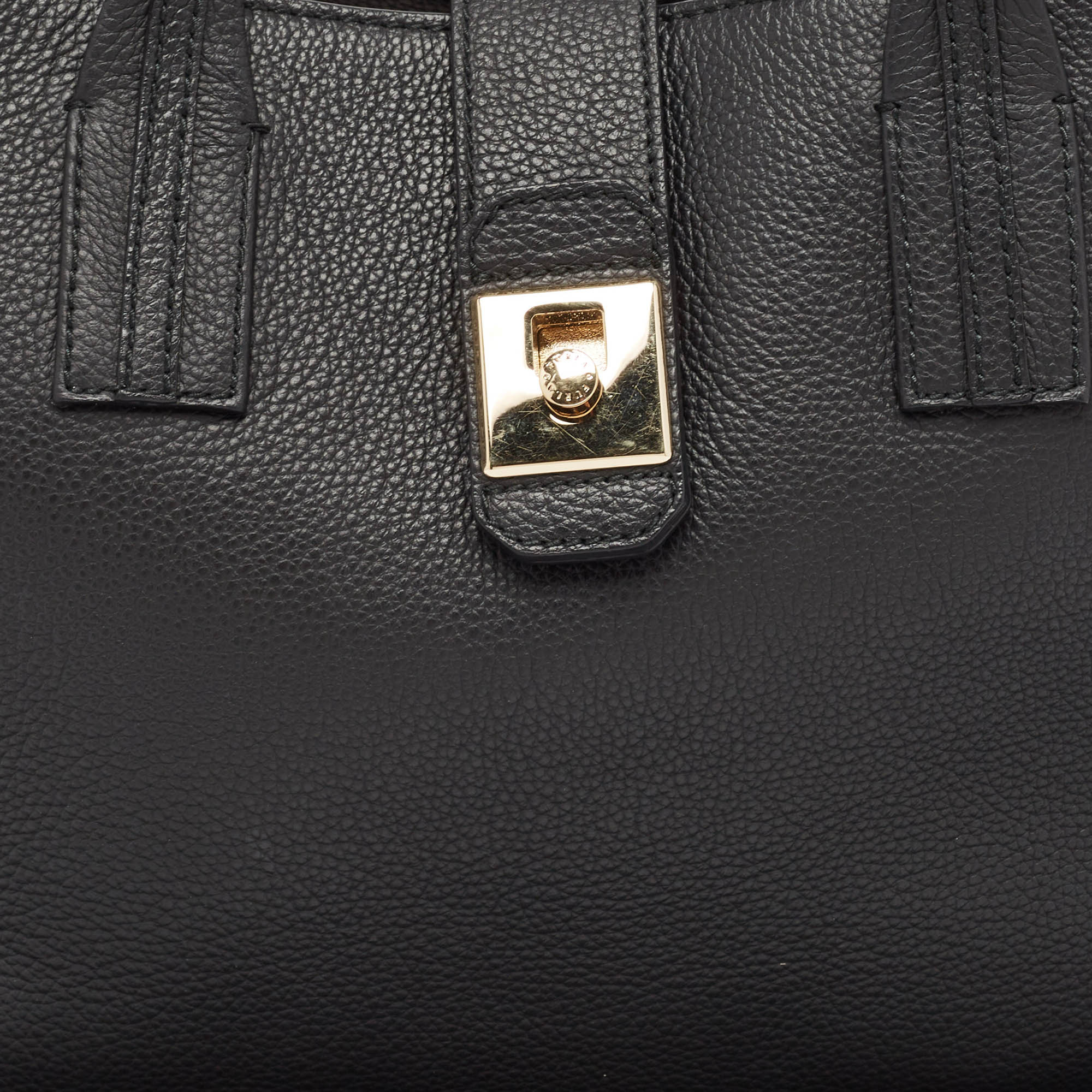 Furla Black Leather Flap Tote