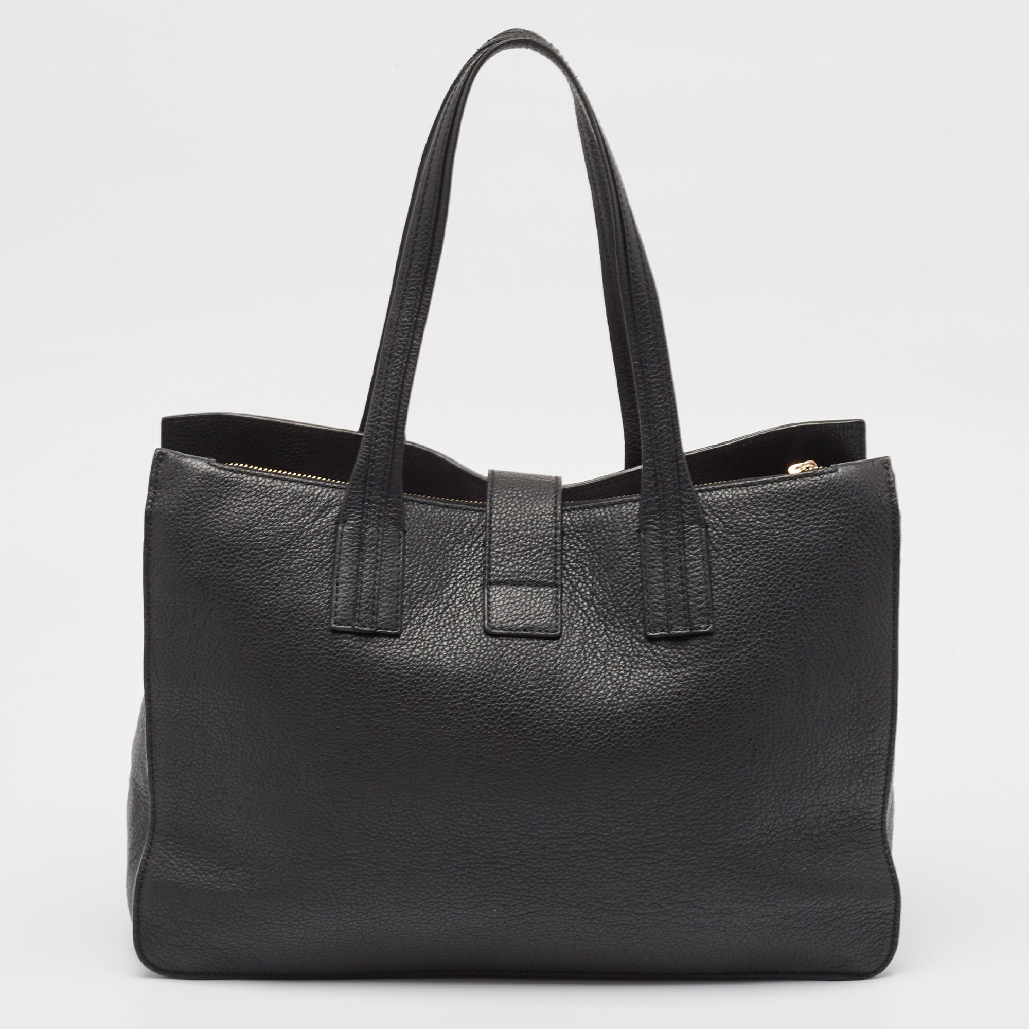 Furla Black Leather Flap Tote