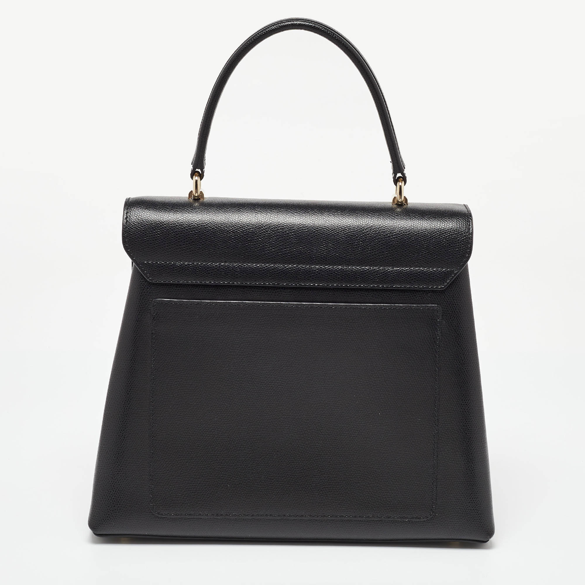 Furla Black Leather 1927 Flap Top Handle Bag