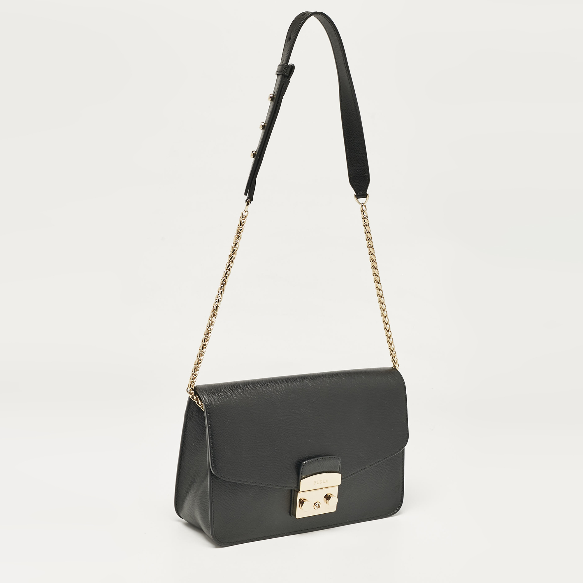 Furla Black Leather Metropolis Shoulder Bag