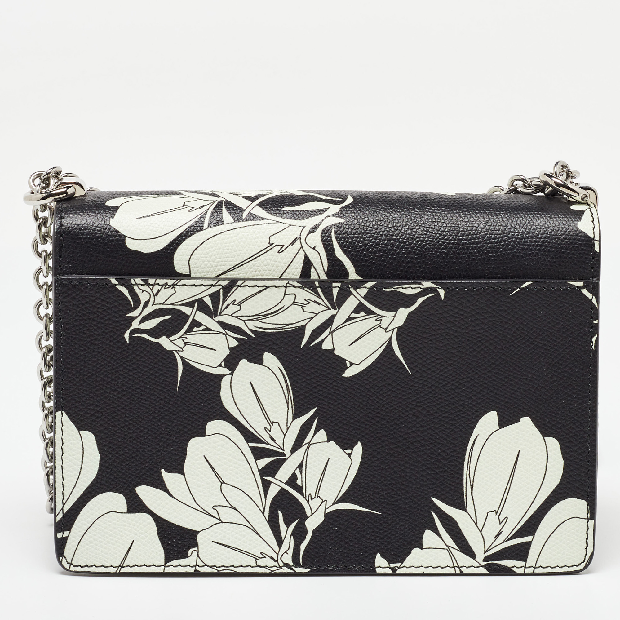 Furla Black/White Leather Floral Print 1927 Mini Crossbody Bag