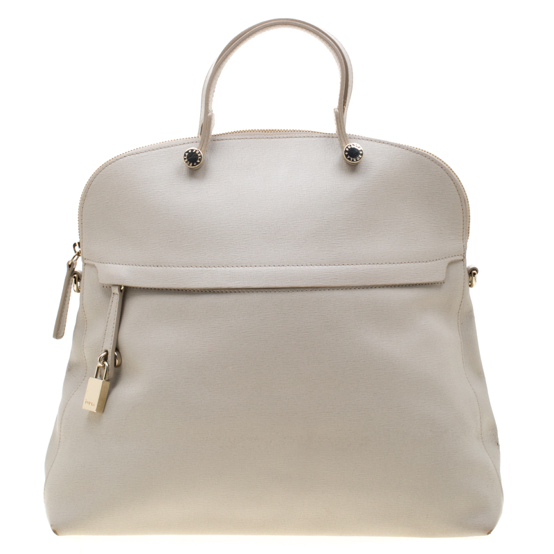 Image of Furla Beige Leather Piper Dome Satchel