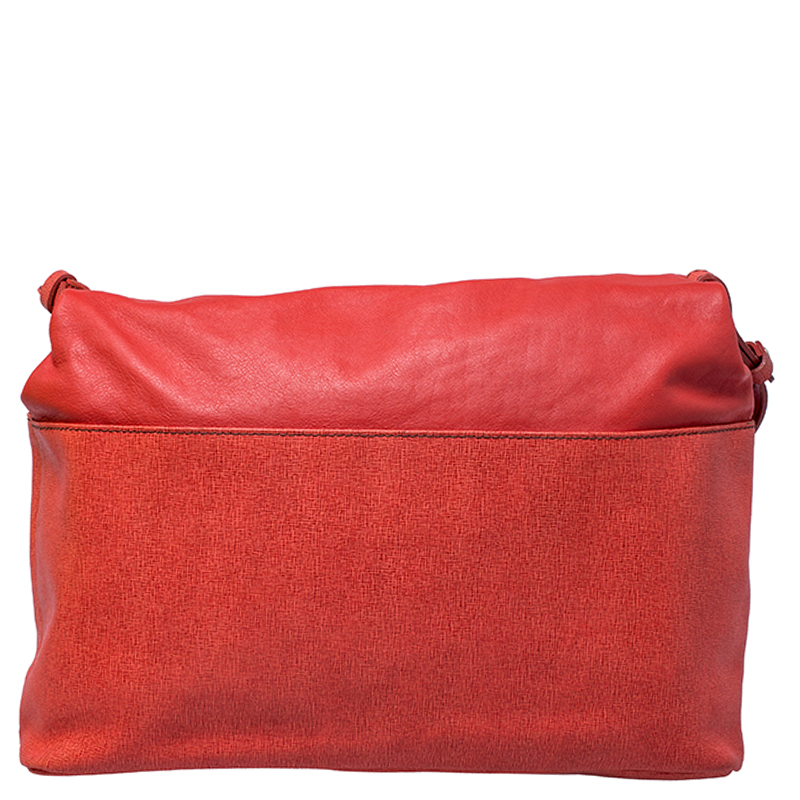 Furla Orange Leather Fold Over Shoulder Bag