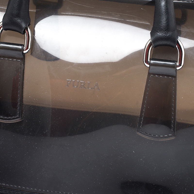 Furla Black PVC And Leather Studded Candy Satchel