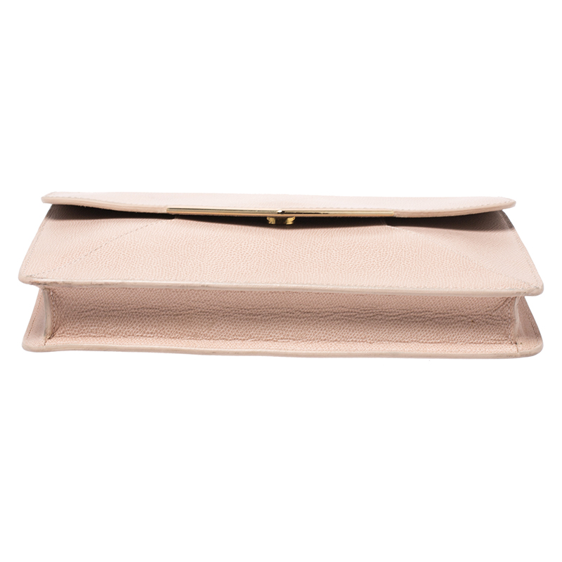 Furla Peach Leather Envelope Shoulder Bag