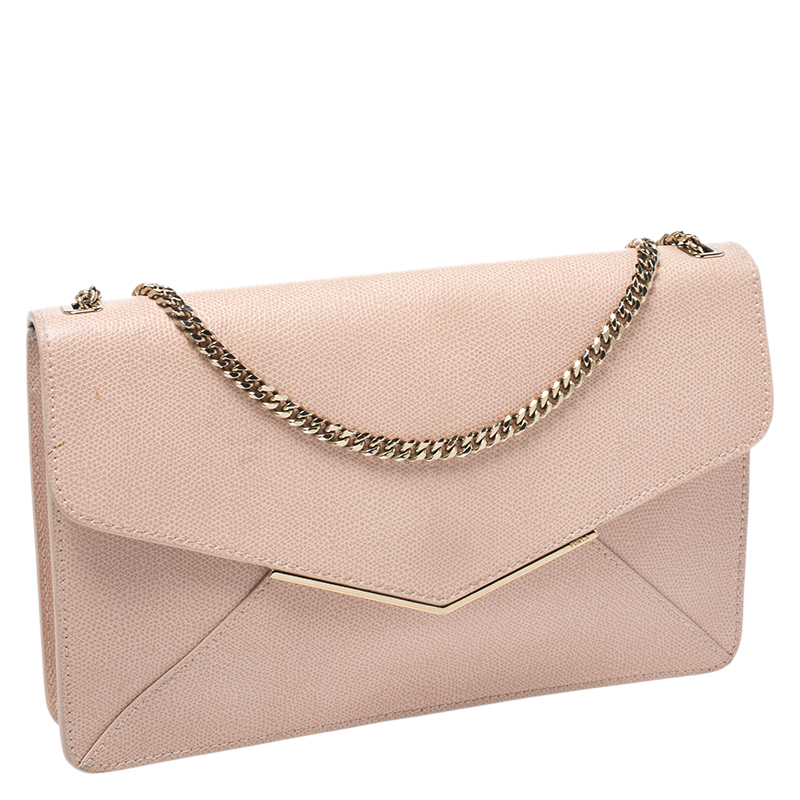 Furla Peach Leather Envelope Shoulder Bag