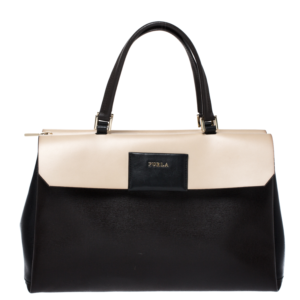 Image of Furla Bicolor Leather Top Handle Bag