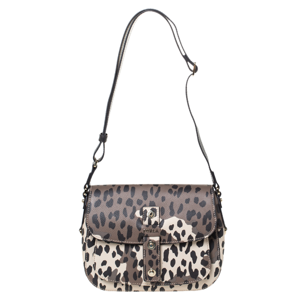 Image of Furla Multicolor Animal Print Emma Shoulder Bag