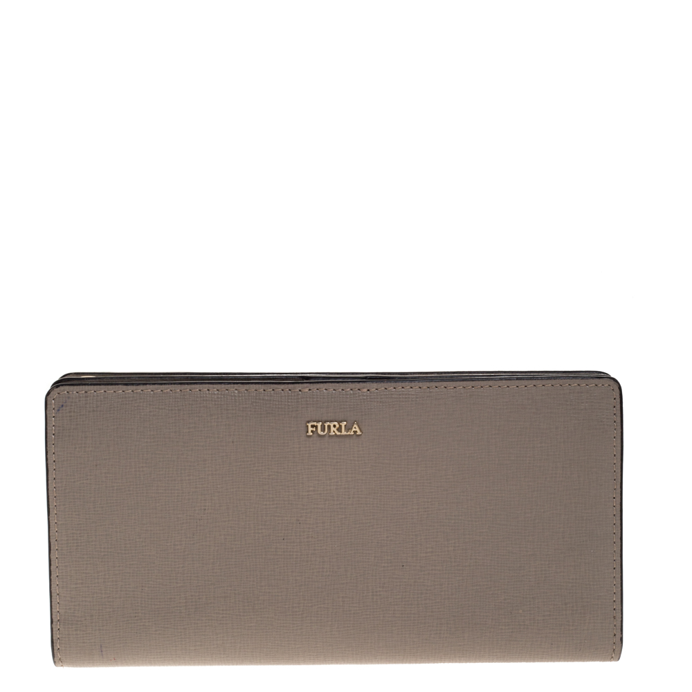 Image of Furla Grey Leather Zipped Continental Wallet