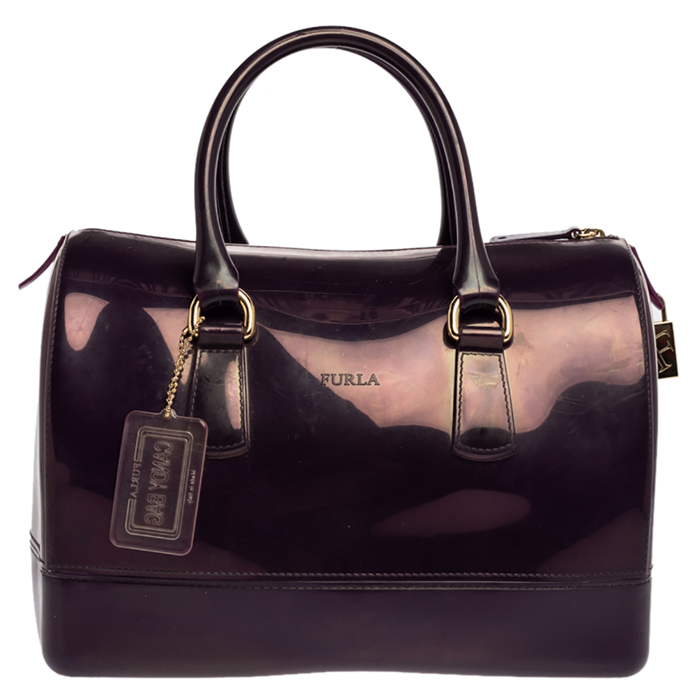 Image of Furla Purple Rubber Medium Candy Satchel