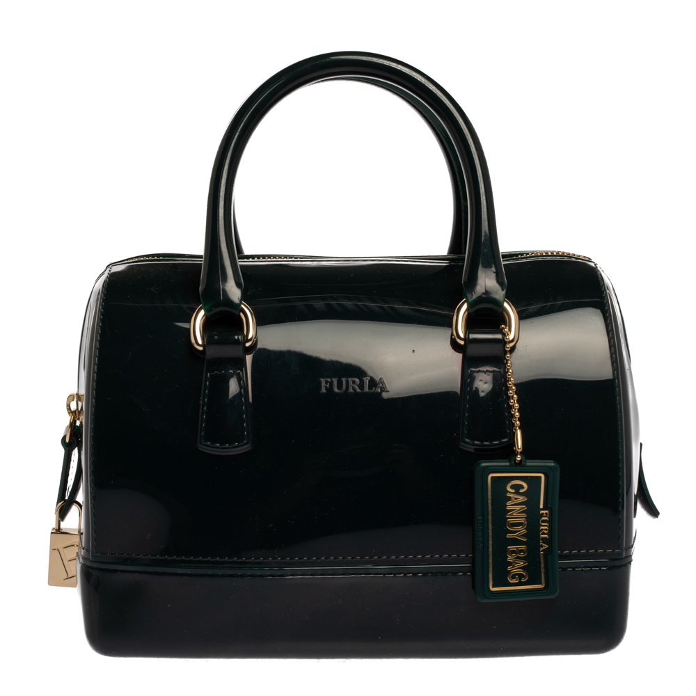 Image of Furla Dark Green Rubber Candy Mini Satchel