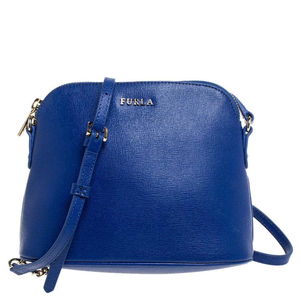 Image of Furla Royal Blue Leather Miky Shoulder Bag