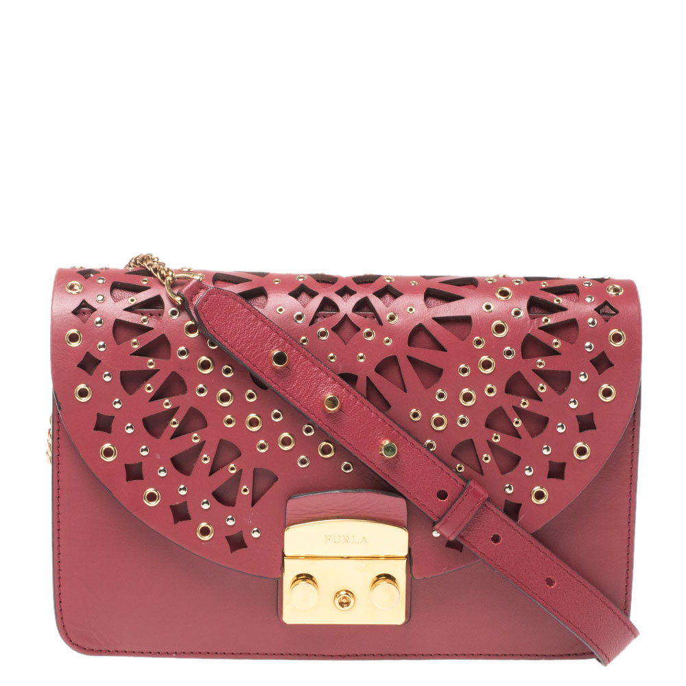 Image of Furla Red Leather Metropolis Bolero Shoulder Bag